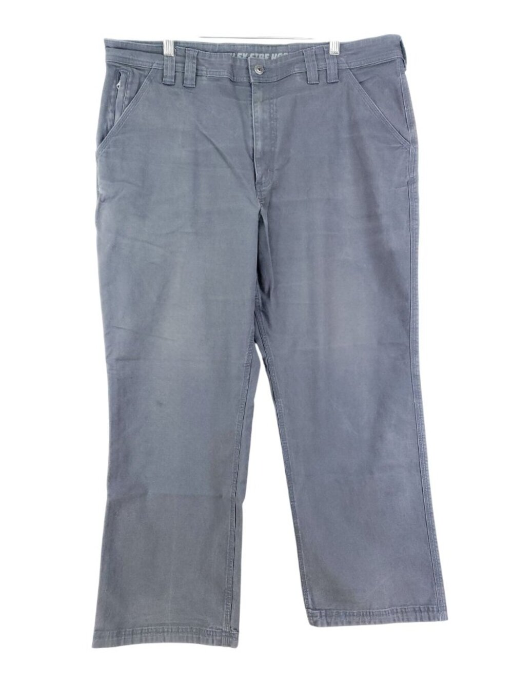 Duluth Trading Flex Fire Hose Pants Gray 40x30 Cotton Blend Gusseted Mens Workwe